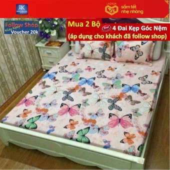 bộ ga chun poly 1m6x2m + 2 áo gối 45cmx65cm.