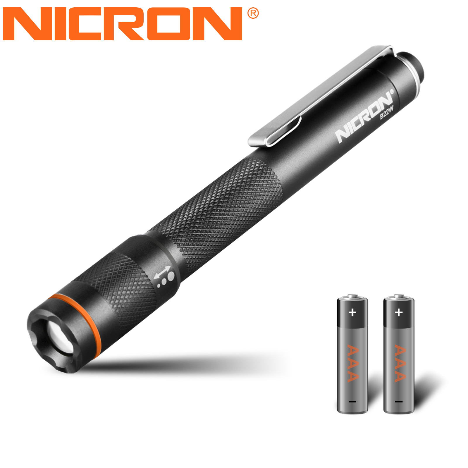 NICRON 1W 2xAAA Phù hợp với đèn flash Pen 120 Lumen 61 mét Khoảng cách chống thấm đèn PIN NHÀ IP65 Mini để bảo trì B22