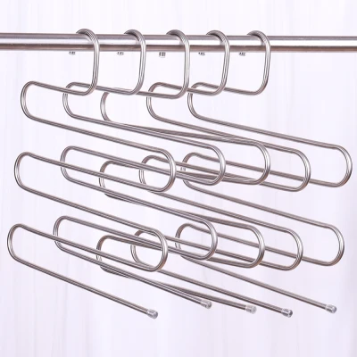 [SG READY STOCKS]Pants Hangers S-type Stainless Steel Trousers Rack 5 layers (4)