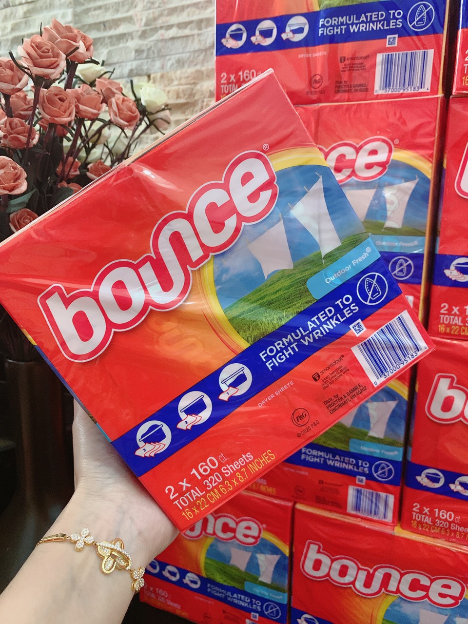 Giấy thơm giặt sấy bounce hàng chuẩn mỹ - lốc 2 hộp