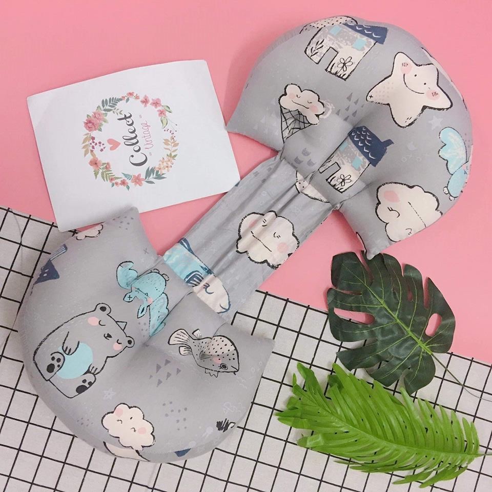 Gối kê bụng bầu, form chuẩn, bông chặt, có khóa vỏ l Kích thước 35x75cm