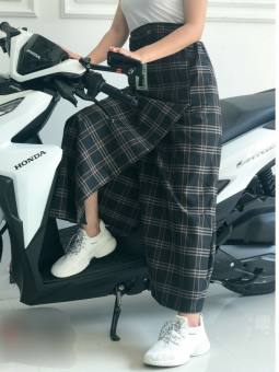 Váy Chống Nắng Xẻ Tà Kaki dày mềm họa tiết sọc, vừa dán vừa nút