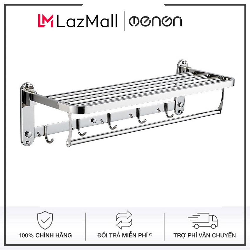 Giá treo khăn tắm INOX 304 - Kệ để đồ nhà tắm, Giá vắn khăn tắm kích thước 60cm kèm bộ đinh vít khoan tường - GL60