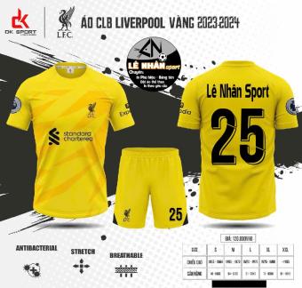 Áo bóng đá Liverpool Vàng 2024, có nhận in tên số, áo bóng đá nam nữ