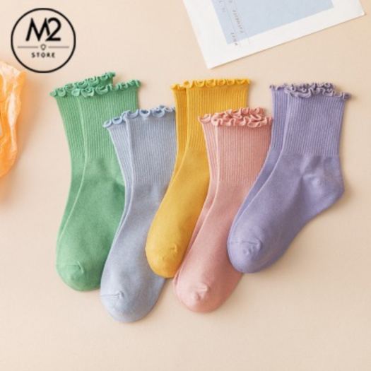 Tất Bèo Nhún Nữ Cổ Cao Phong Cách Vintage Hàn Quốc TNG17