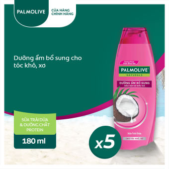 Bộ 5 chai dầu gội kèm dầu xả Palmolive Dưỡng Ẩm bổ sung từ sữa dừa & protein 180ml/chai