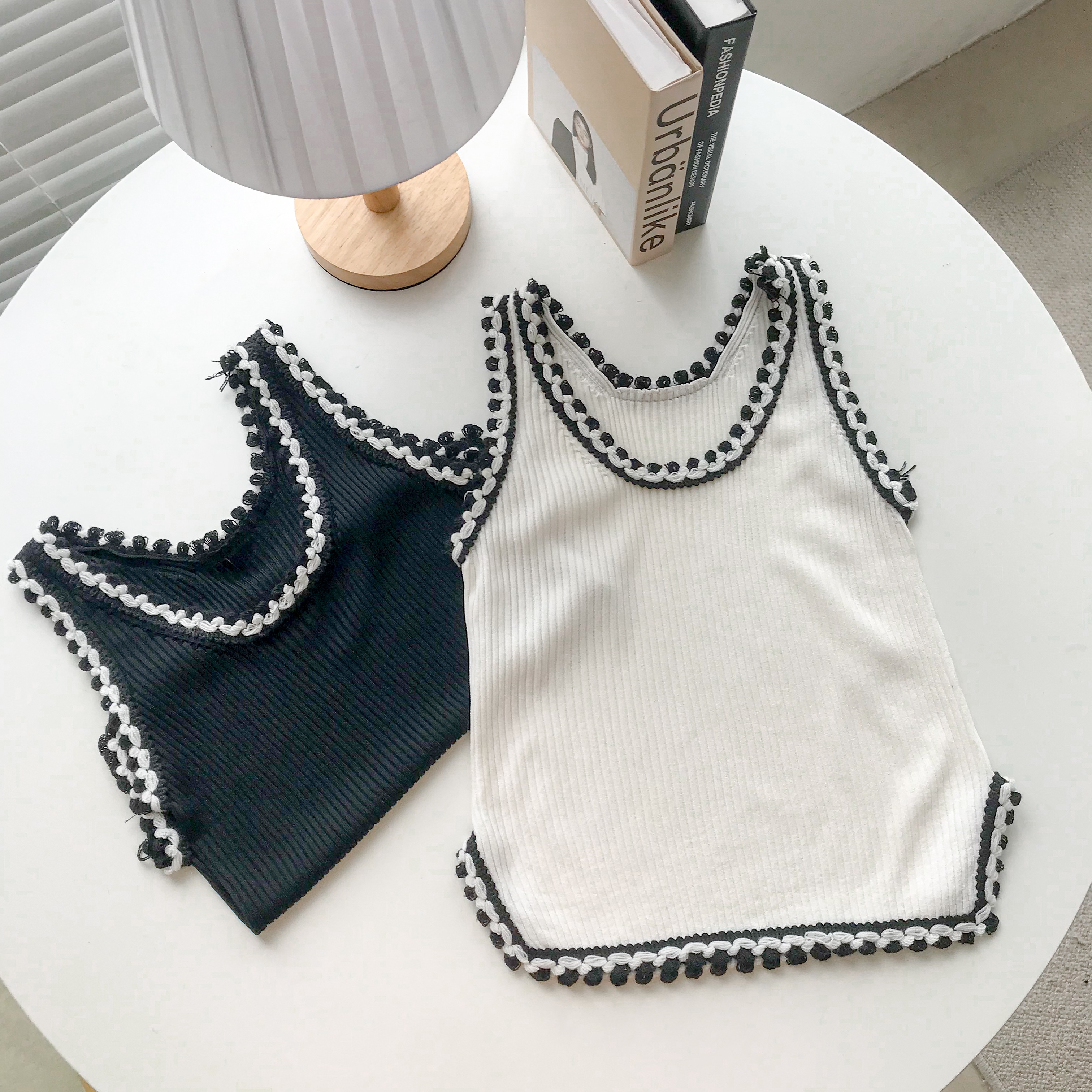 Áo tanktop len dệt ba lỗ viền 2 màu lenclothing 8566