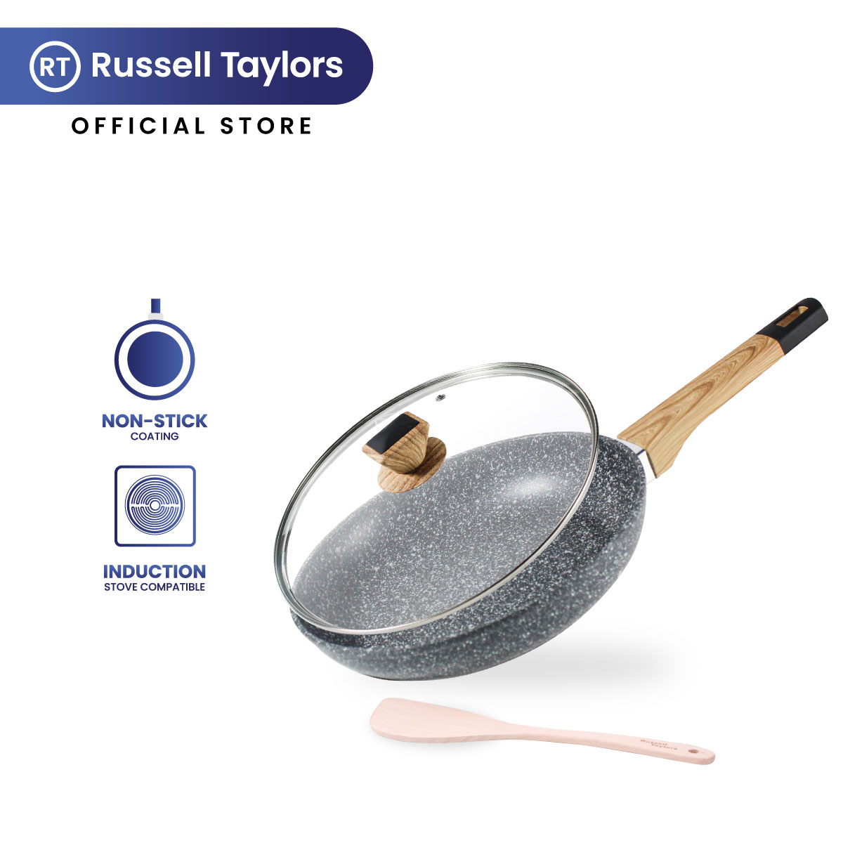 Natural Elements, Kitchen, Natural Elements Pan Woodstone Speckled 4 Inch  Glass Lid Induction Nonstick
