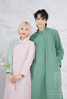 Áo Dài Ngũ Thân Tay Chẽn Mix Màu - TaTa Home