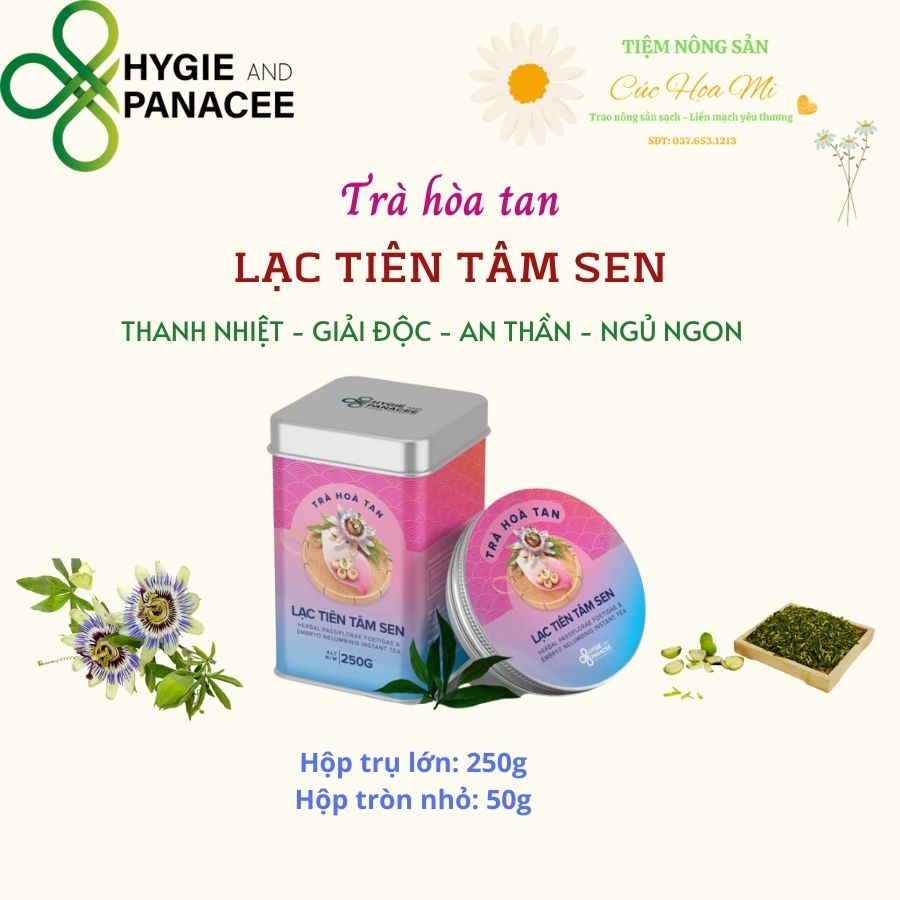 Trà hòa tan lạc tiên tâm sen hygie & panacee hỗ trợ giấc ngủ an thần