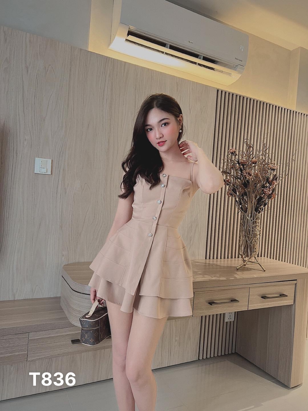 Set 2 dây áo peplum phối quần short T836