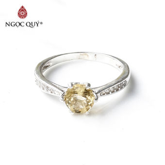 Nhẫn Đá Citrine thạch anh vàng 16mm mệnh thổ kim - Ngọc Qúy Gemstones