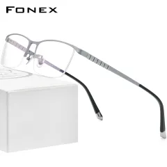 FONEX Titanium Glasses for Men Square Eyewear 2020 New Male Half Optical Tiktok Teenager Korean Style Eyeglasses Frames Singapore Branded F85640