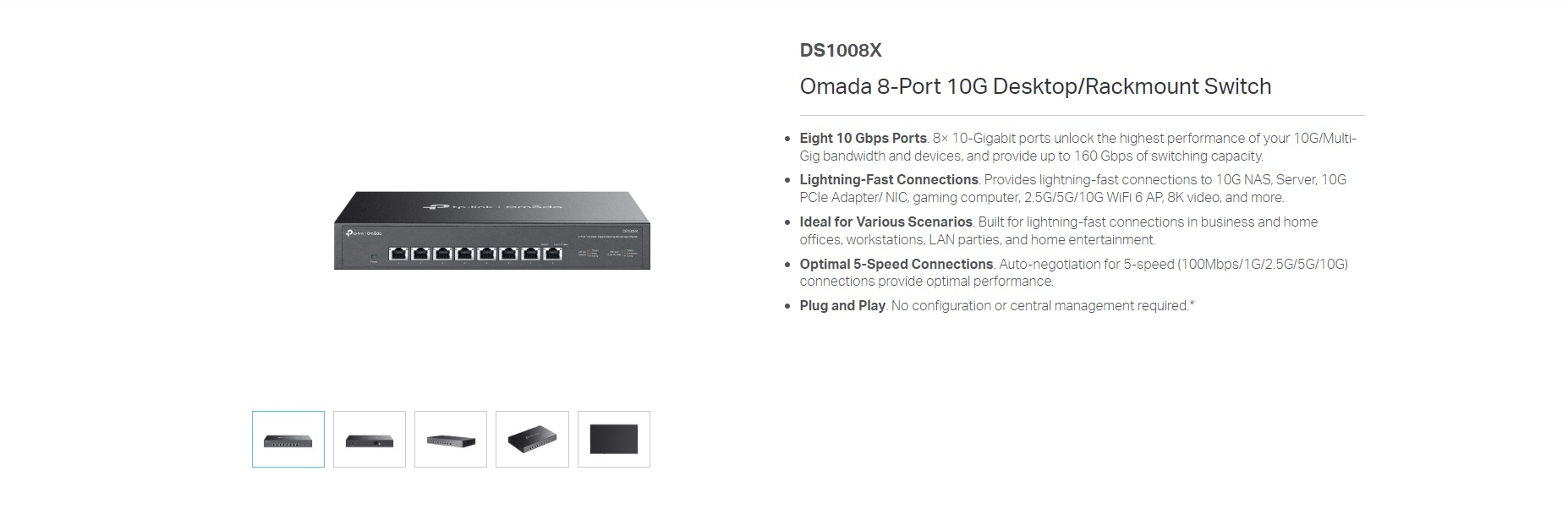 TP-LINK DS1008X Omada 8-port 10G Desktop/Rackmount Switch ( Mulit