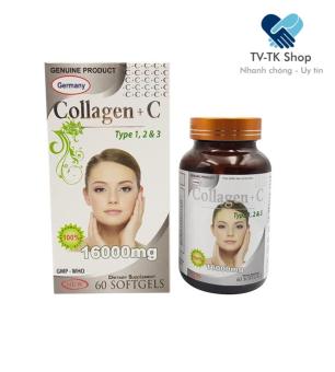Viên Uống Collagen +C Type 123 16000mg Germany Hộp 60 Viên Hỗ Trợ Làm Đẹp Da, Trắng Sáng Da