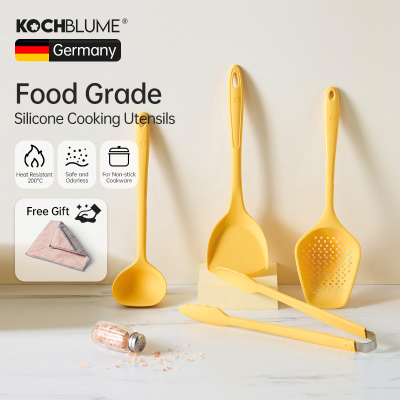 Kochblume Silicone Cooking Tools Set Food Grade Silicone Heat-resistant Non-stick Kitchen Spatula Spoon Ladle Skimmer Colander Yellow Series ราคา 598 บาท*ส่งฟรี