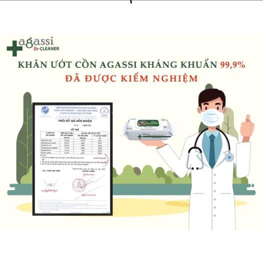 Khăn ướt có cồn Agassi Dr.Cleaner 100 tờ Diệt khuẩn 99,9% (5 gói x 20 tờ)