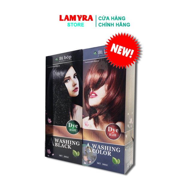 BIBOP - Dầu Gội Phủ Bạc Đen [Nâu] BiBop Collagen Nhật Bản (500ml) - Dầu gội nhuộm tóc thành phần tự nhiên Lamyra