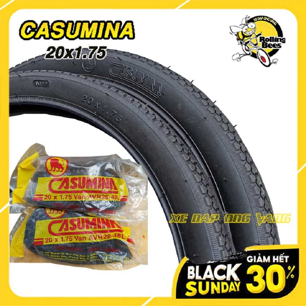 Vỏ lốp, săm ruột 20x1.75 xe đạp trẻ em. chính hãng casumina