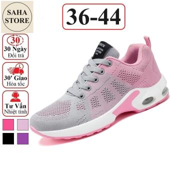 Giày thể thao nữ sneaker SAHA250 chất vải thoáng mát đệm khí êm chân màu đen hồng tím size lớn bigsize 40 41 42 43 44