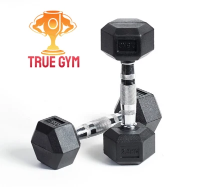 [BULKY]Hex Dumbbell Rubber Coated Chrome Dumbbell / Home Gym / Indoor Gym/Fitness/Weights (Not Sold in pair) (1)