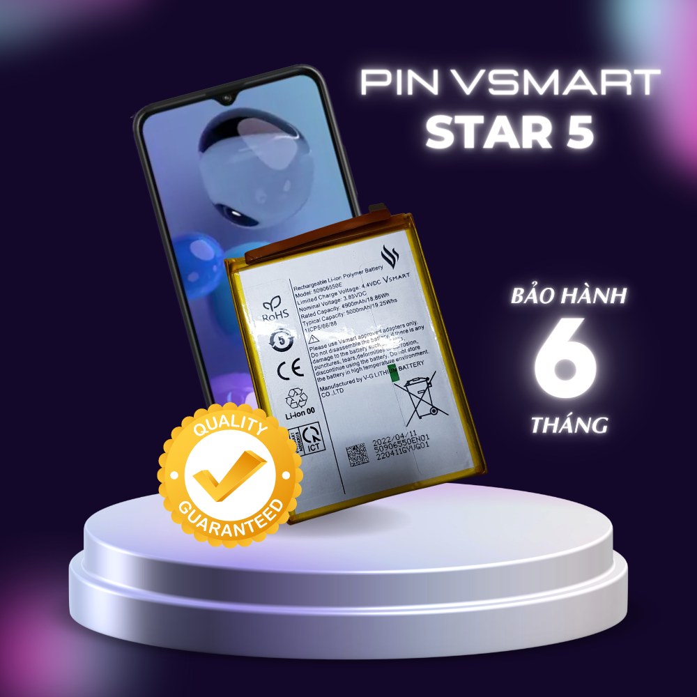 Pin vsmart star5, dung lượng 5000mah, mã pin 50906550e