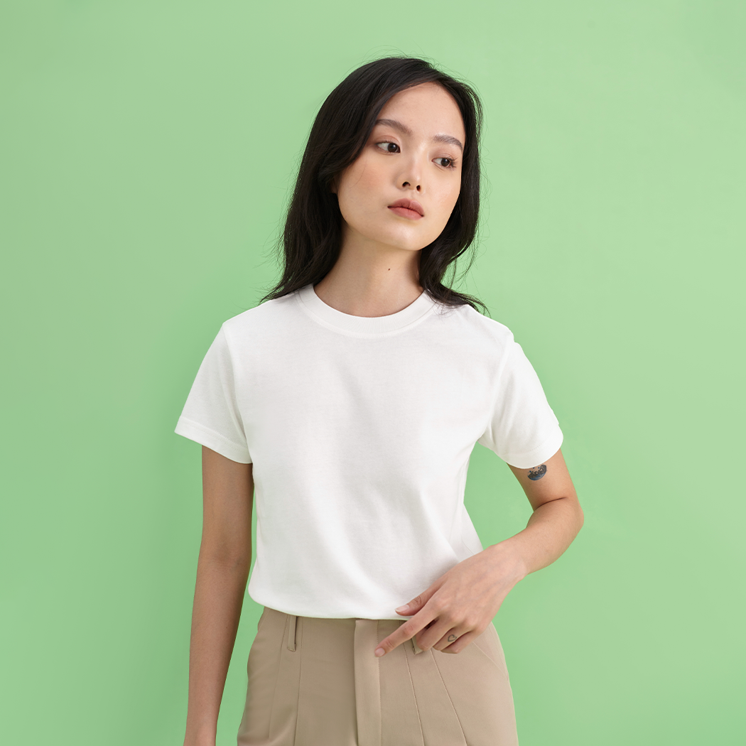 And Above - Áo thun cổ tròn nữ - Basic Tshirt -Màu Trắng/Đen