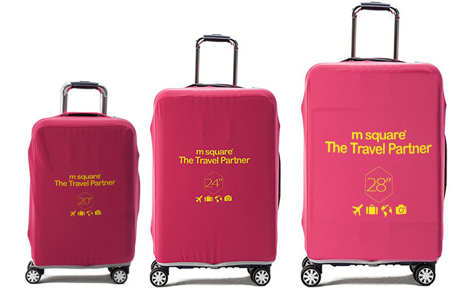 Túi bọc vali co dãn Msquare Nhật Bản chính hãng màu hồng Fuchsia các size