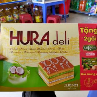 Bánh Bông Lan Hương Cốm- Dừa Hộp 12 Chiếc x 28g