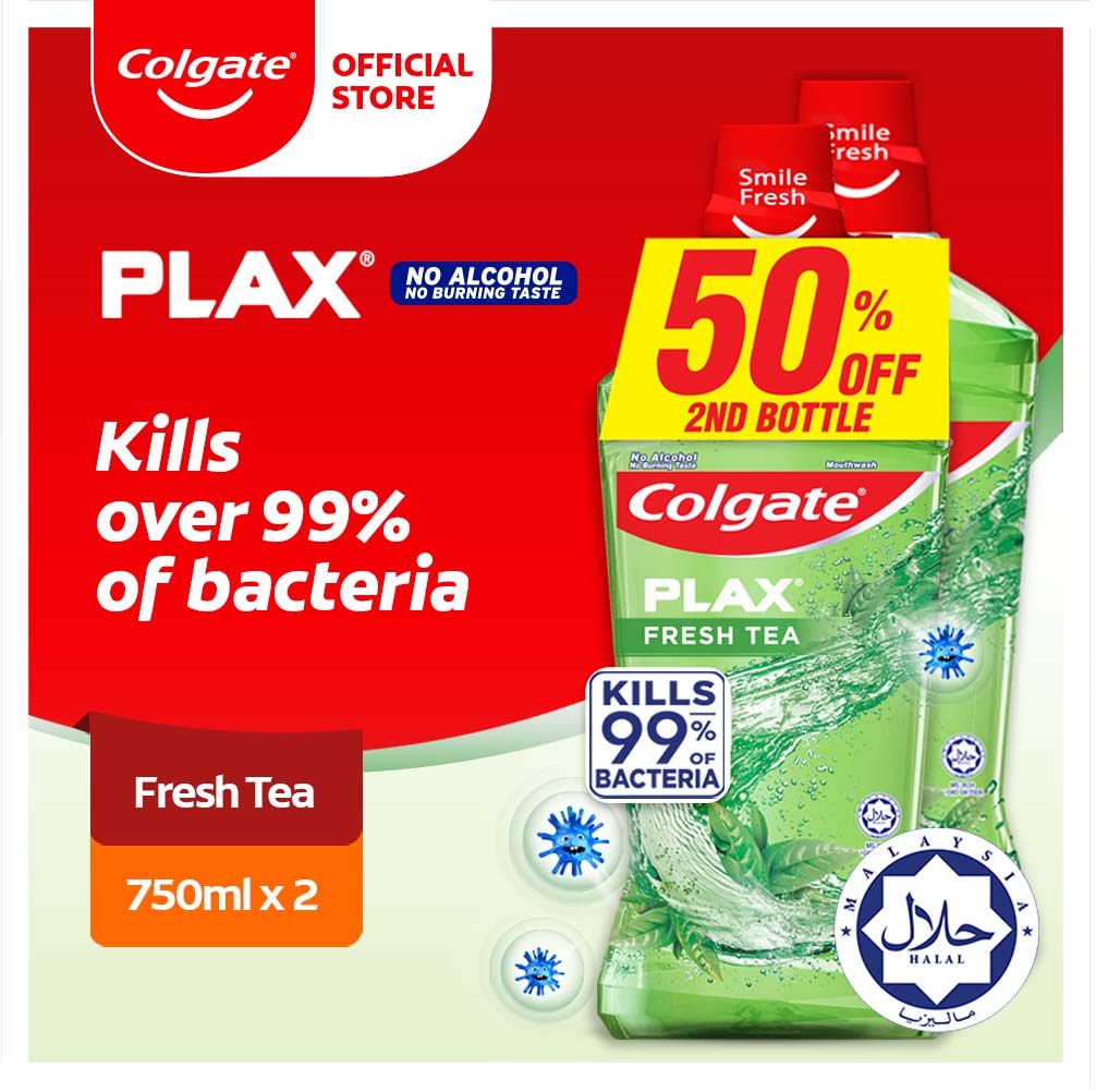 Gambar Colgate Plax Fresh Tea Mouthwash Valuepack 750ml x 2