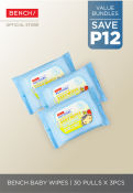 BENCH- PXS0029 Antibacterial Baby Wipes 30 Pulls Set of 3