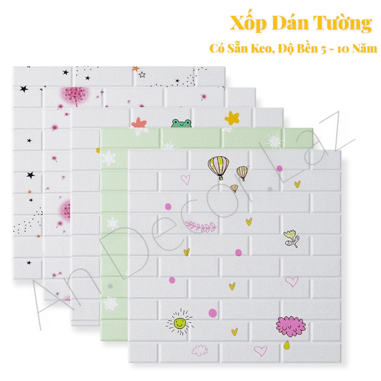 10 tấm xốp dán tường hoạt hình 3d dễ thương kích thước lớn 70x77 cm sản phẩm keo ở mặt sau đủ các mẫu dễ thương cho bé