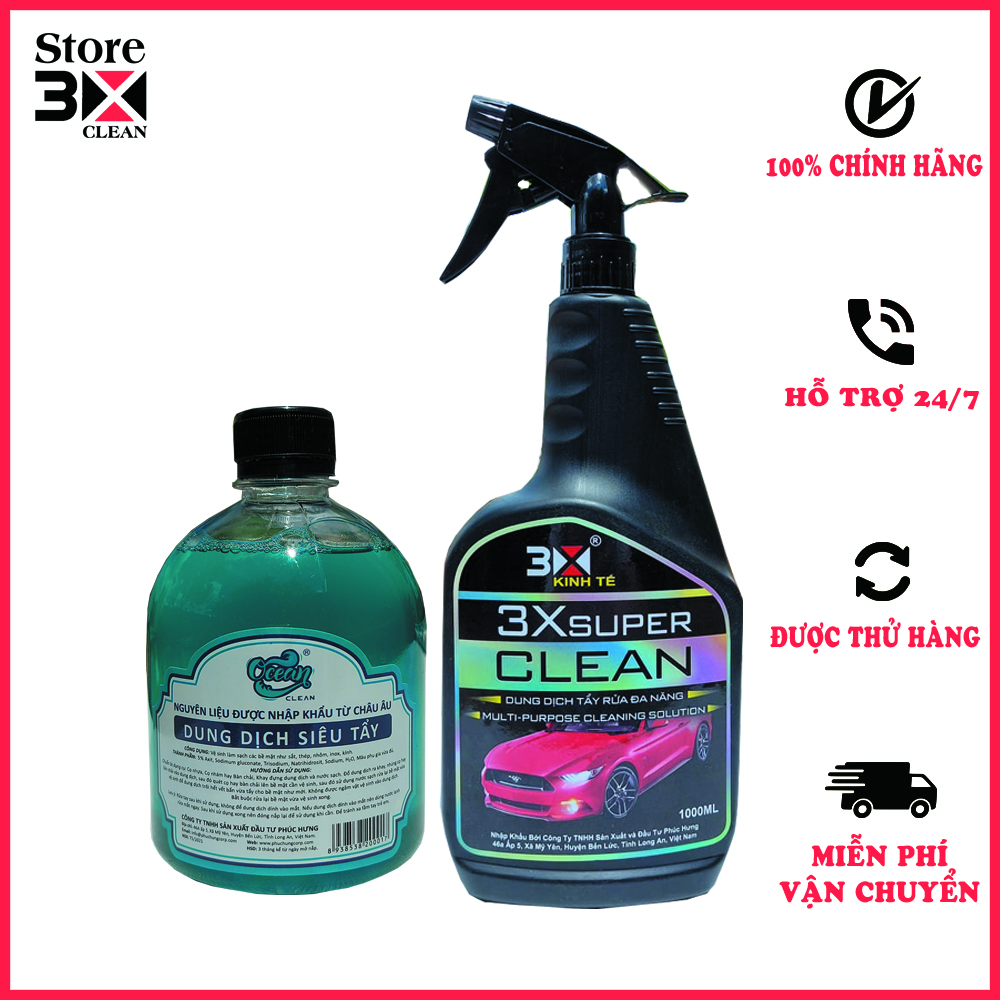 Dung Dịch  Nước Tẩy Rửa Không Chạm Tẩy Lốc Máy Dầu Nhớt Rỉ Sét Đầu Bò Xe Máy 3x Super Clean Và Ocean dùng trên nhiều bề mặt không đen nhôm