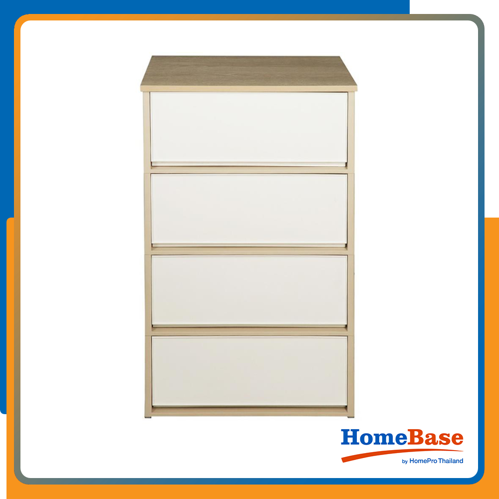 Homebase dkw tủ nhựa 4 tầng mặt trên tủ bằng gỗ hh-475/4tw thái lan w54.7xh114.5xd37.7cm màu kem