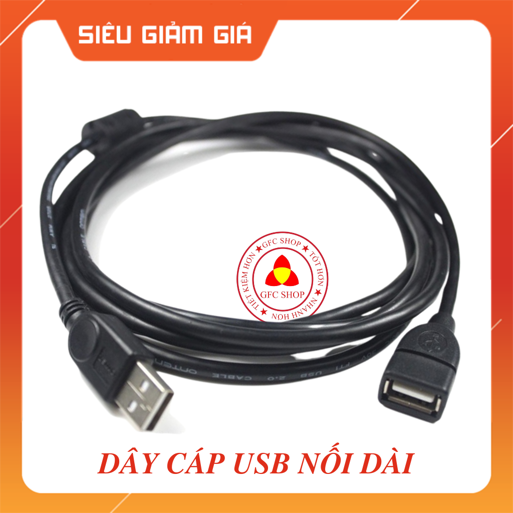 Dây cáp usb nối dài 1.5m màu đen