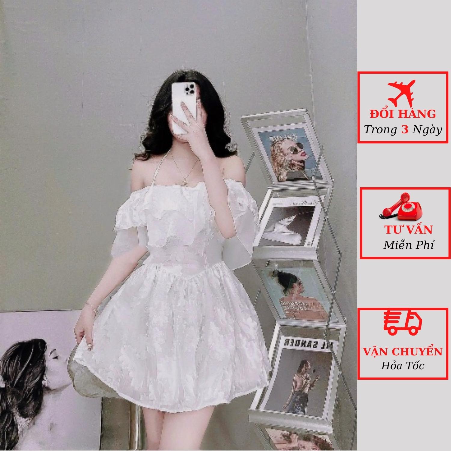 Váy trắng tiểu thư chất xốp bánh bèo HAVU SHOP , đầm trắng xốp tiểu thư  phối bèo siêu xinh | Shopee Việt Nam
