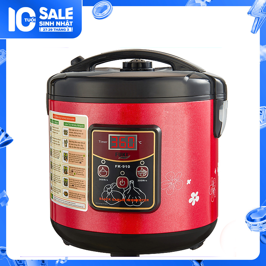 [HCM]Máy làm tỏi đen Nhật Bản Fuki FK-910 hoa văn - 6L (Đỏ mận)
