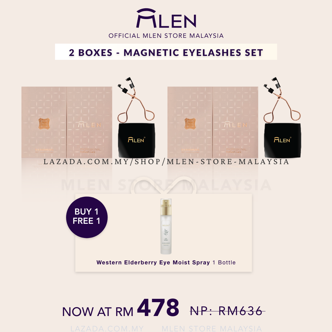 Gambar 2 BOXES MLEN BUNDLE LASHES FREE MLEN EYE MOIST SPRAY   MLEN Magnetic Eyelash ??????