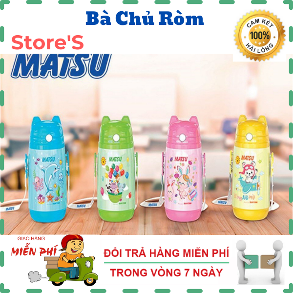 Bình nước học sinh có ống hút duy tân matsu bình nước cho bé đi học 400ml