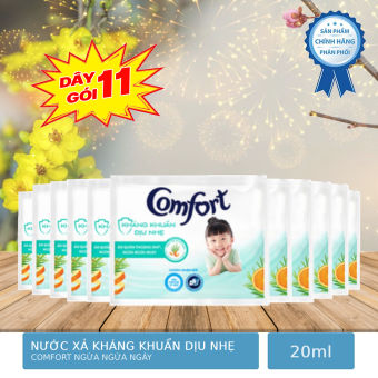 Dây 11 Gói Nước Xả Vải Comfort Kháng Khuẩn Dịu Nhẹ 20ml/gói
