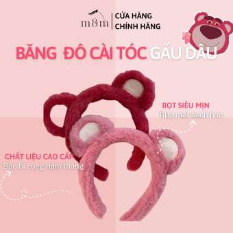 Băng Đô Rửa Mặt Cài Tóc Gấu Dâu, Bờm Tóc Siêu Dễ Thương, Nhiều Màu