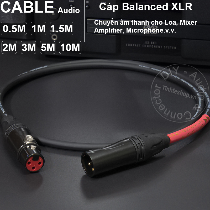 Cáp canon đực cái diy dài 0.5m đến 10m - dây micro xlr đực sang cái