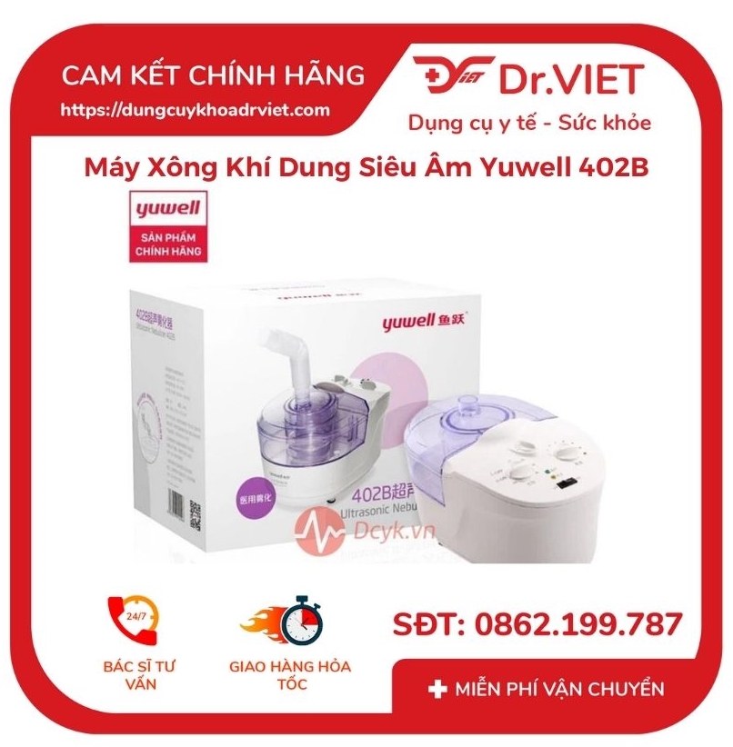 Máy Xông Khí Dung Siêu Âm Yuwell 402B cao cấp chính hãng - Thiết kế nhỏ gọn và tiện lợi dễ dàng mang theo, làm sạch da mặt hiệu quả, có chức năng khử trùng, loại bỏ mùi hôi, bụi bẩn - Drviet