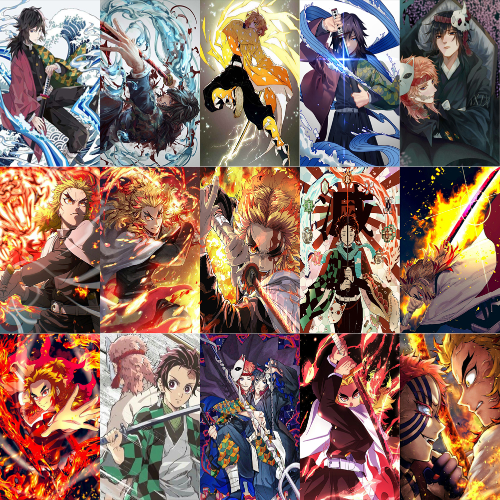 Tranh Đính Kim Cương Toàn Bộ Tự Làm 5D Kimetsu No Yaiba Nhân Vật Hoạt Hình Nhật Bản Tranh Thêu Chữ Thập Bộ Khảm Khảm Trang Trí Nhà Cửa