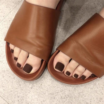 24 Tấm Matte Cà Phê Màu Móng Tay Giả Với Keo Móng Tay Vuông Móng Tay Giả Full Cover Pháp Finger Nails Art Mẹo