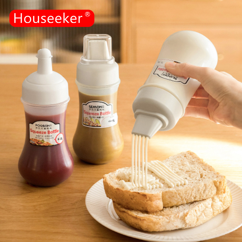  Houseeker Chai Gia Vị Bóp 350Ml Chai Dầu Ô Liu Nước Sốt Mù Tạt Sốt Cà Chua 5 1 Lỗ Bằng Nhựa Có Vòi Phun Bình Đựng 