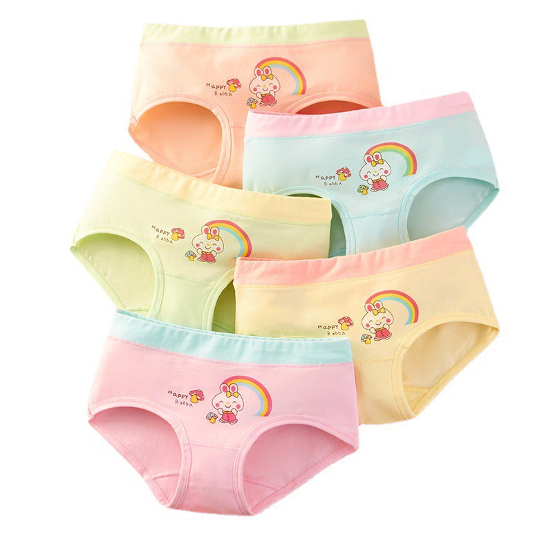 ***XẢ KHO***[HCM] Set 4 quần chip tam giác 4 màu hình thỏ cầu vồng, gấu và cô gái cho bé gái từ 9-12 tuổi