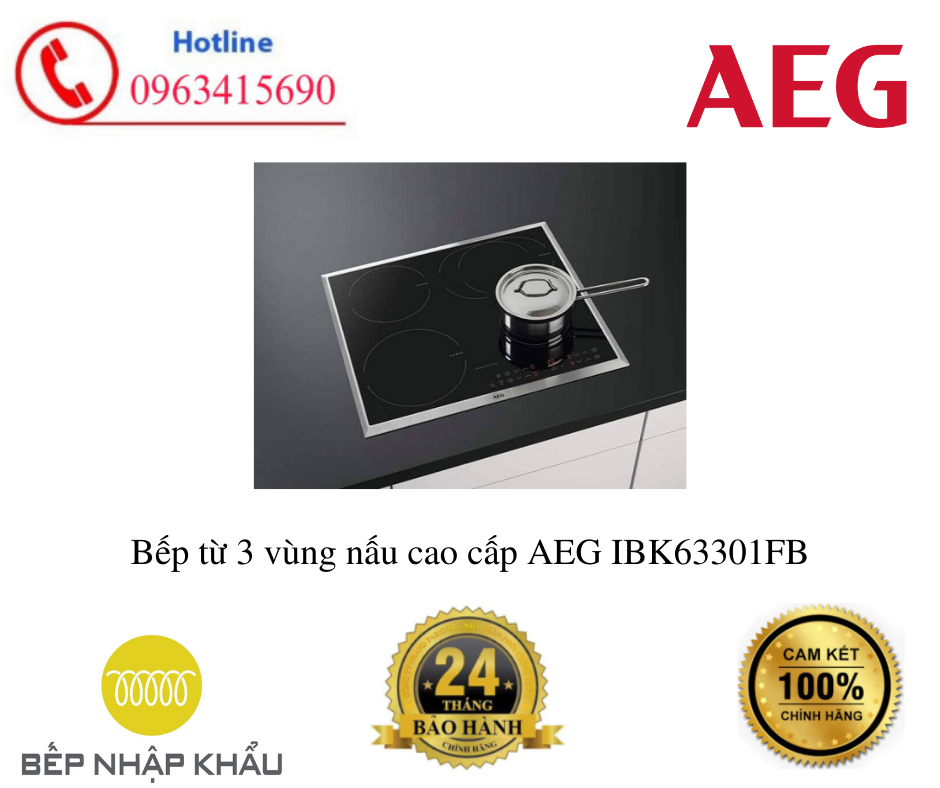 Bếp từ 3 vùng nấu cao cấp AEG IBK63301FB