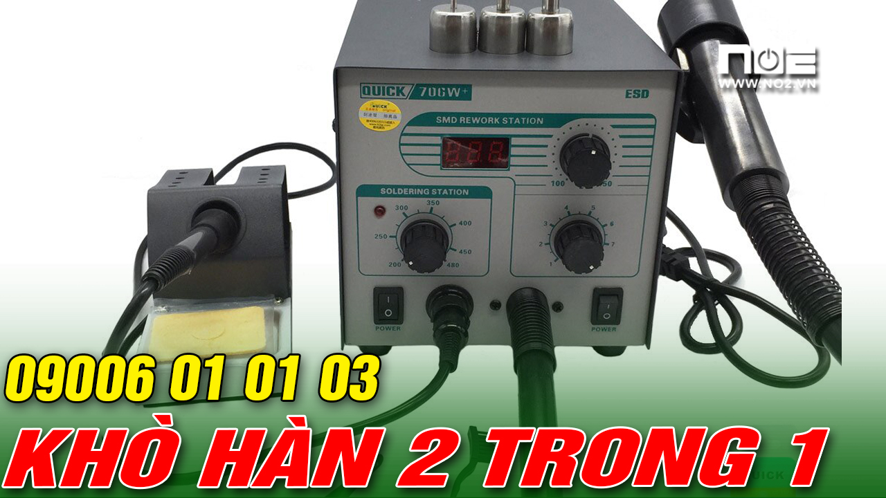 Máy khò hàn 2 trong 1 , Máy hàn khò chỉnh nhiệt Quick 706W+
