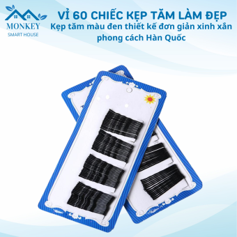 Vỉ 60 chiếc kẹp tăm làm đẹp - Kẹp tăm màu đen thiết kế đơn giản xinh xắn phong cách Hàn Quốc